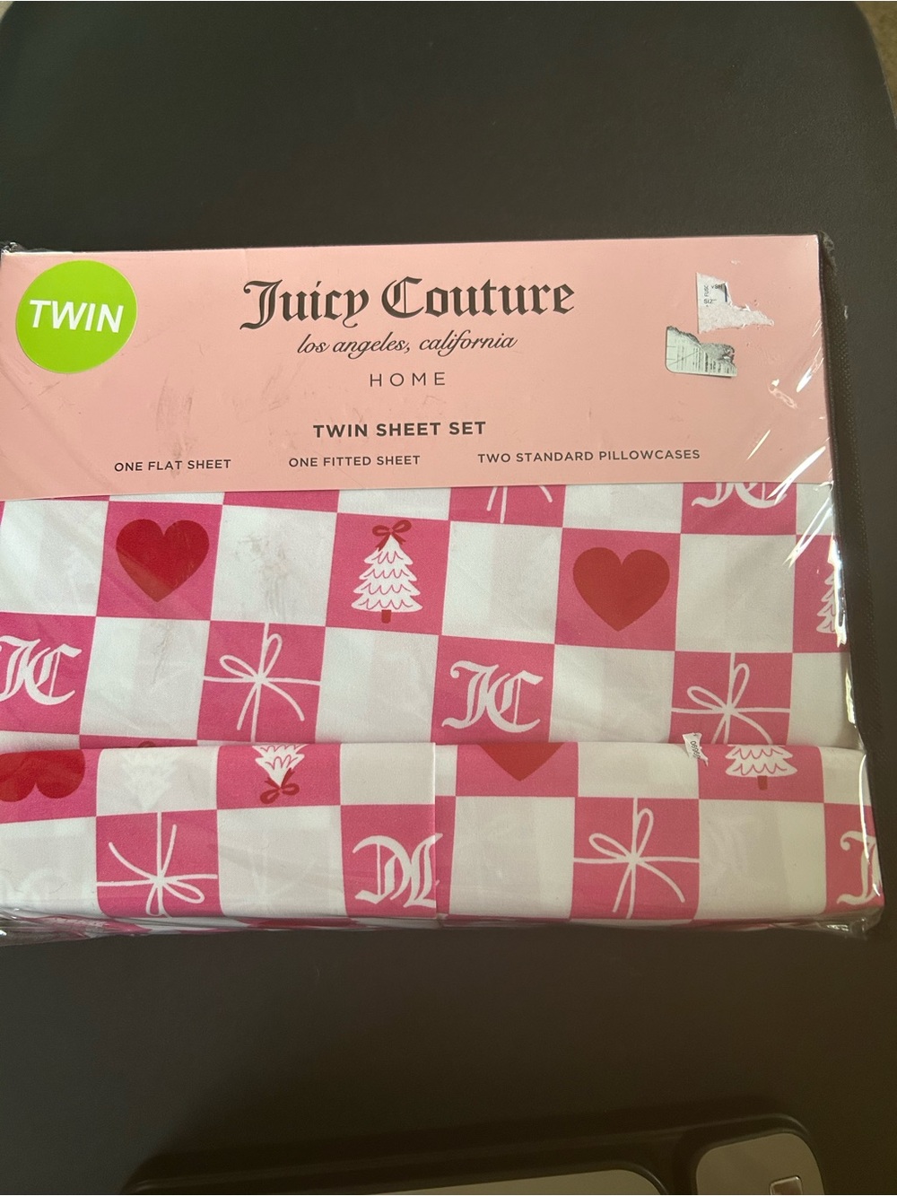 NEW Juicy Couture 4 Pc. Twin Size Christmas Sheet Set.